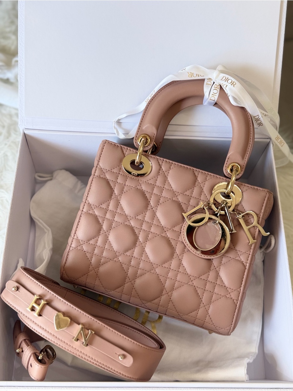 CHRISTIAN DIOR MY LADY D LAMBSKIN CANNAGE WITH LUCKY BADGES